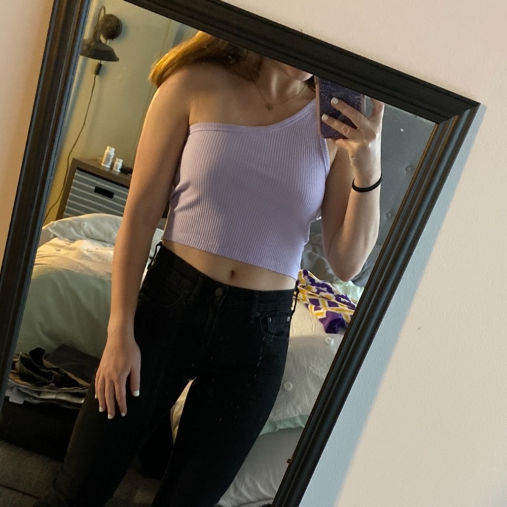 Lavender one shoulder crop top